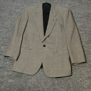 Lubiam Blazer Mens 48 Beige Houndstooth Virgin Wool Made In Italy Sport Coat